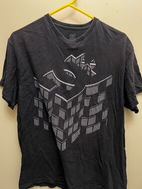 DC Black Short Sleeve Tee with White Geometric Print